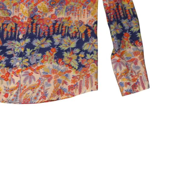 J McLaughlin Shirt Womens Small Blue Floral 100% Cotton Career Casual Boho - Picture 4 of 13